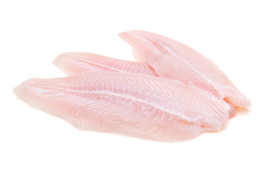 Fillet of Fish Pangasius. Isolated on white background.