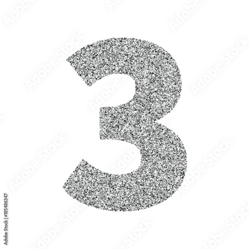 silver glitter alphabet number 3 stock vector adobe stock