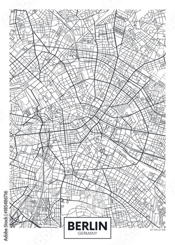 Cuadros en Lienzo Detailed vector poster city map Berlin