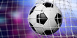 © Rawf8 - Football soccer ball in goal, blue background. 3d illustration