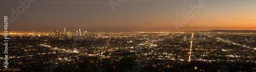 Obraz na płótnie Piękne światło Los Angeles Downtown City Skyline Urban Metropolis