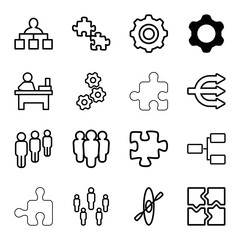 Canvas Print - Teamwork icons. set of 16 editable outline teamwork icons