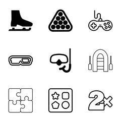 Poster - Leisure icons. set of 9 editable filled and outline leisure icons