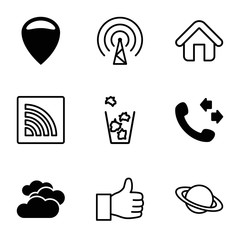 Poster - Internet icons. set of 9 editable filled and outline internet icons