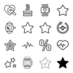 Poster - Rate icons. set of 16 editable outline rate icons
