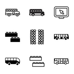Wall Mural - Bus icons. set of 9 editable filled and outline bus icons