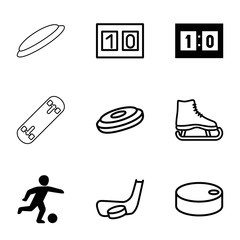 Poster - Hockey icons. set of 9 editable filled and outline hockey icons