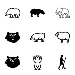 Sticker - Mammal icons. set of 9 editable filled and outline mammal icons