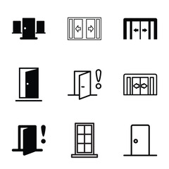 Aufkleber - Doorway icons. set of 9 editable filled and outline doorway icons