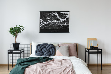 Wall Mural - Minimalist poster above king-size bed