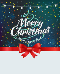 Poster - Merry christmas greeting card with abstract tree. Vector illustration
