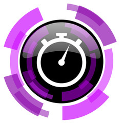 Fototapete - stopwatch pink violet modern design vector web and smartphone icon. Round button in eps 10 isolated on white background.