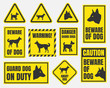 danger dog signs, beware of dog warning stickers