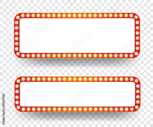 Electric Bulbs Billboard. Empty Retro light frames for Text. Vector illustration