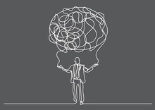 Continuous Line Drawing Of Business Person Creating Cloud Of Senses
