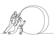 © OneLineStock - continuous line drawing of business situation - team efforts
