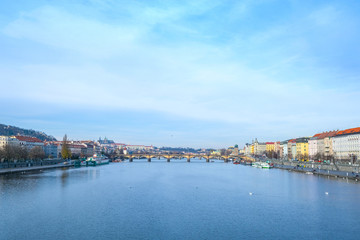 Wall Mural - Prague, Czechia - November, 23, 2017: veiw of Prague with Vltava river