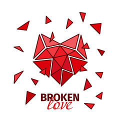 Poster - Polygon red broken heart icon for valentine  day