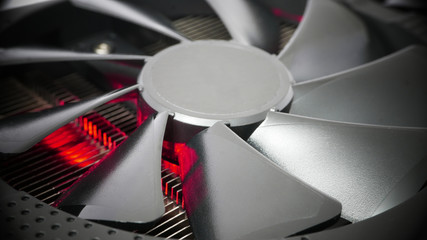 Poster - Cooling system of powerful graphics card, heat produced by data processing, computation and bitcoin mining