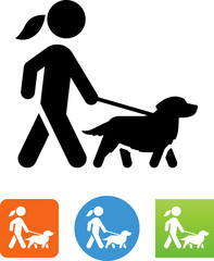 Wall Mural - Woman Walking Golden Retriever Icon