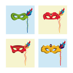 Sticker - Mardi gras masks icons icon vector illustration graphic design