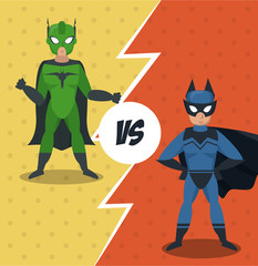 Wall Mural - Superheros versus match cartoon icon vector illustration graphic design