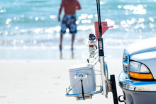 Fishing Gear On Front Of Truck On The Beach