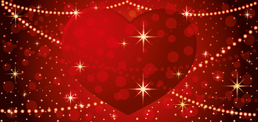 Wall Mural - Red banner with heart.