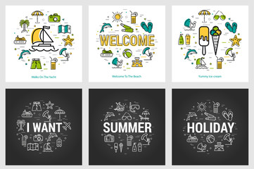  Summer round banners - trip and vacation
