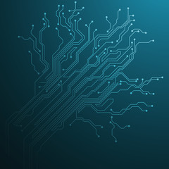 Poster - vector abstract technology illustration with circuit board. high tech digital scheme of electronic d