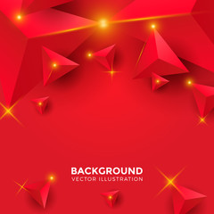 Poster - Abstract red Triangle Background. 3D Triangles. Modern Wallpaper. Vector illustration