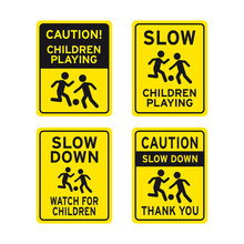 Slow Down Children Playing Traffic Road Signs Set