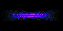 Plasma Or High Energy Force Concept. Blue-purple Glowing Energy Waves Isolated Over Black Background.