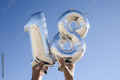 number-shaped balloons forming the number 18 Tableau sur Toile