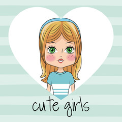 Wall Mural - Cute girl cartoon icon vector illustration graphic design