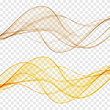 © lesikvit - Abstract smooth color wave vector set on transparent background. Curve flow motion illustration