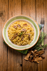 Canvas Print - risotto with dried mushroom and saffron