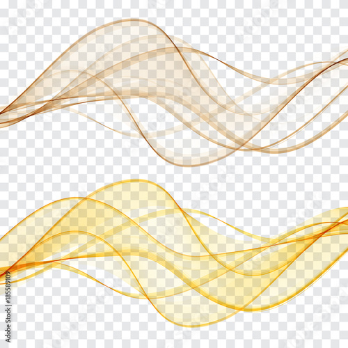 Abstract smooth color wave vector set on transparent background. Curve flow motion illustration © lesikvit