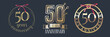 50 years anniversary vector icon, logo set