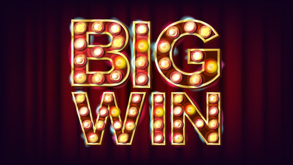 Wall Mural - Big Win Banner Vector. Casino 3D Glowing Element. For Advertising Design. Modern Illustration