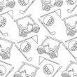 golf club car sport and flag ball seamless pattern vector illustration