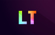 lt l t letter combination rainbow colored alphabet logo icon design