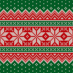 Wall Mural - Traditional Christmas Knitting Wool Sweater Design. Wool Knit Texture Imitation. Scheme for Knitted Sweater Pattern Design or Cross Stitch Embroidery