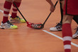 © Petr Bonek - Close up view of start of a match showing two players with their sticks and the ball starting the kick-off.