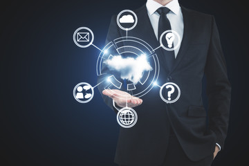 Poster - Man holding cloud interface