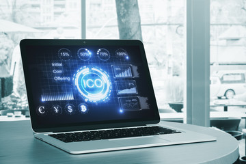 Fototapete - Laptop with ICO screen