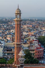 Wall Mural - Minaret of Jama Masjid mosque in the center of Delhi, India.