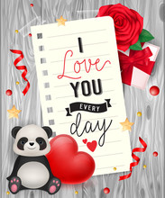 I Love You Lettering With Panda