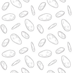 Wall Mural - Seamless pattern with different stones in cartoon sketch style. Hand drawn vector illustration isolated on white background.