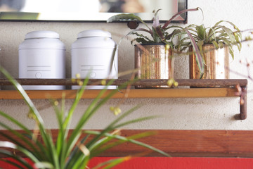 tin boxes on a shelf 1